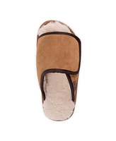Muk Luks Men's Leather Goods By Topher Open Toe Slipper, Camel, 12
