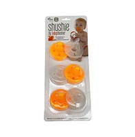 Baby Shusher Shushie Soothing Silicone Pacifier Six-Pack Set | Extra Ventilation Holes | Bpa Silicone Free | Phthalate Free | Baby Shower | Gender Neu