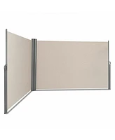 Slickblue Patio Retractable Double Folding Side Awning Screen Divider