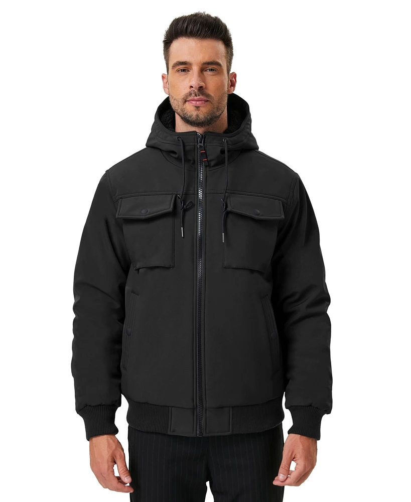 Hawke & Co. Men's Soft-Shell Hooded Sherpa Jacket