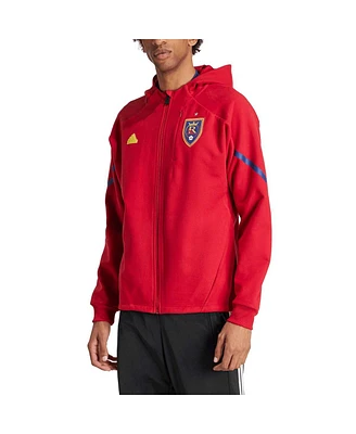 Adidas Men's Red Real Salt Lake 2024 Anthem Travel Raglan Sleeve Full-Zip Jacket