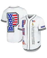 Freeze Max Men's White Peanuts Patriotism Baseball Jersey