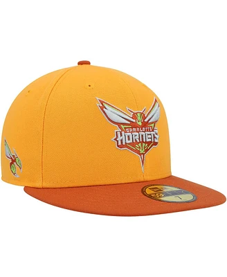 New Era Men's Gold/Rust Charlotte Hornets 59FIFTY Fitted Hat