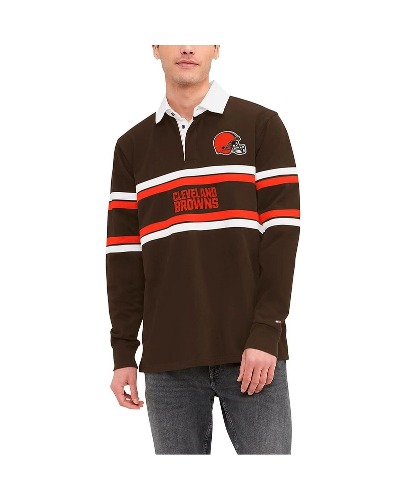 Tommy Hilfiger Men's Brown Cleveland Browns Cory Varsity Rugby Long Sleeve T-Shirt