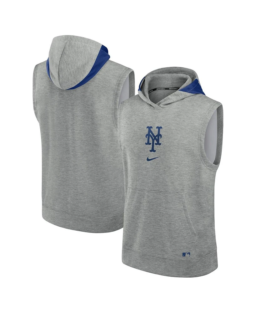 Nike Men's Heather Gray New York Mets Authentic Collection Early Work Performance Sleeveless Pullover Hoodie