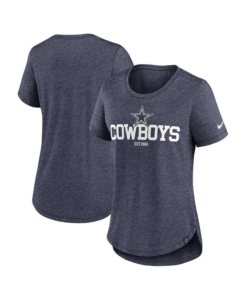 Nike Women's Heather Navy Dallas Cowboys Fashion Tri-Blend T-Shirt