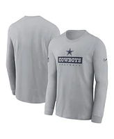 Nike Men's Gray Dallas Cowboys Sideline Performance Long Sleeve T-Shirt