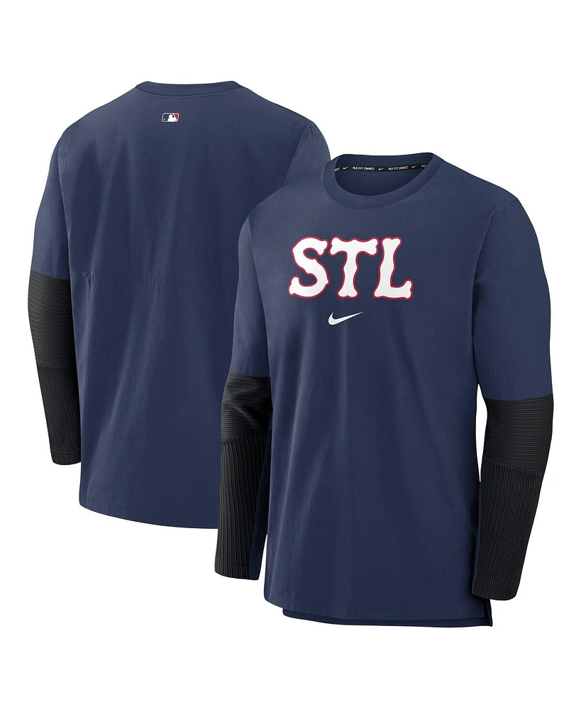 Nike Men's Navy St. Louis Cardinals 2024 City Connect Authentic Collection Player Tri-Blend Pullover Sweatshirt