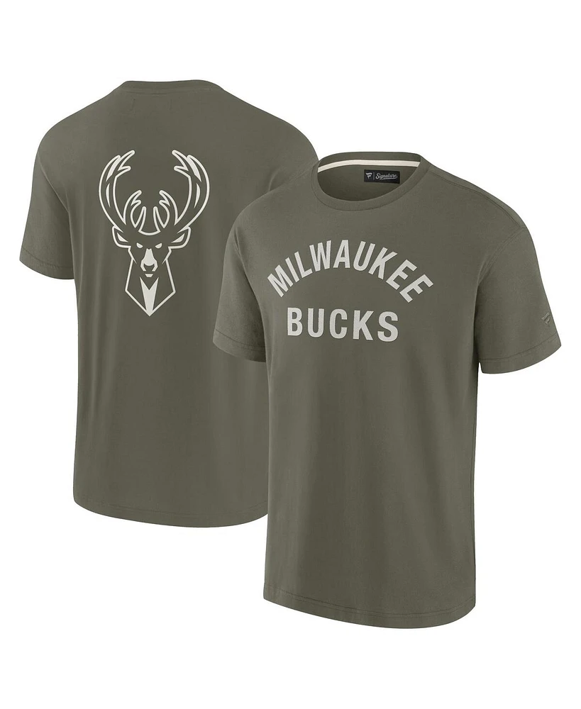 Fanatics Signature Men's and Women's Olive Milwaukee Bucks Elements Super Soft Short Sleeve T-Shirt