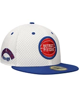 New Era Men's White/Blue Detroit Pistons Throwback 2Tone 59FIFTY Fitted Hat