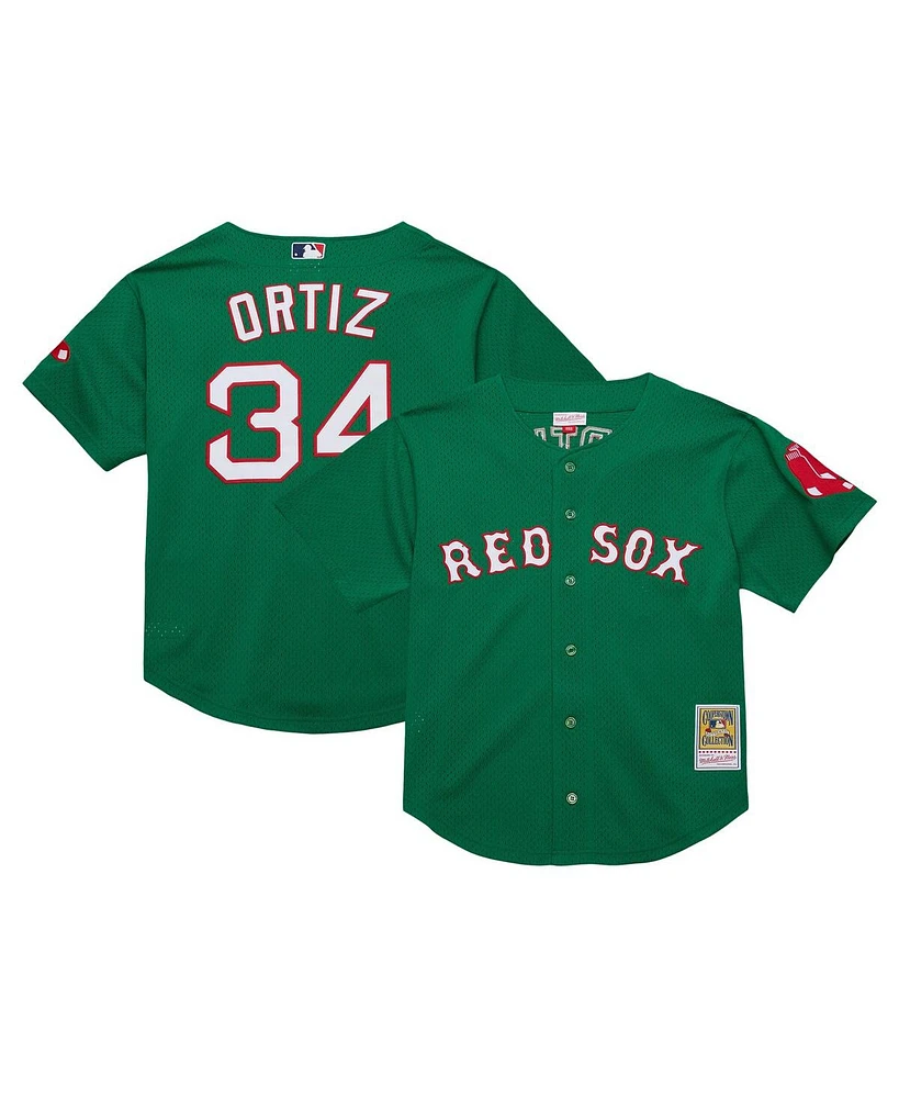 Mitchell & Ness Big Boys and Girls David Ortiz Green Boston Red Sox Cooperstown Collection Mesh Batting Practice Jersey
