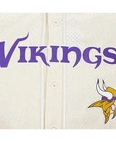 Pro Standard Men's Cream Minnesota Vikings Retro Classic Mesh Button-Up Shirt