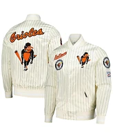 Pro Standard Men's Cream Baltimore Orioles Cooperstown Collection Pinstripe Retro Classic Satin Full-Snap Jacket