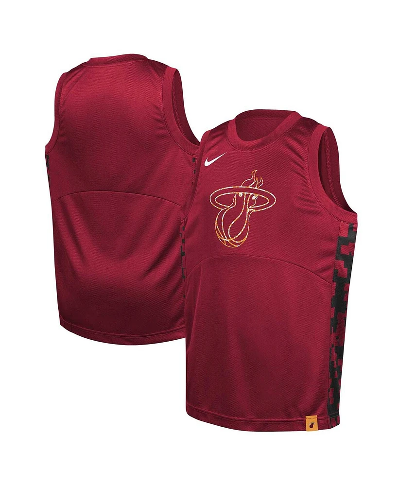 Nike Big Boys and Girls Red Miami Heat Courtside Starting Five Team Jersey