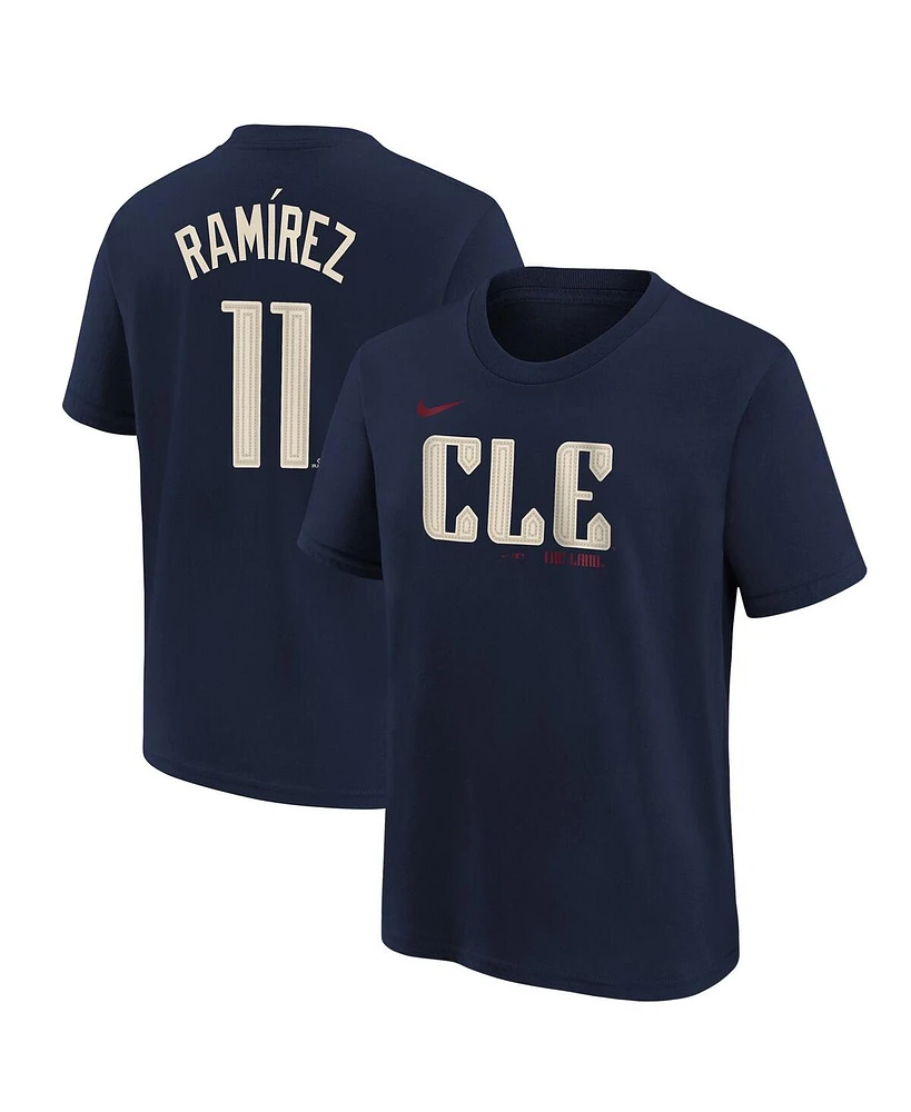 Nike Big Boys and Girls Jose Ramirez Navy Cleveland Guardians 2024 City Connect Name Number T-Shirt