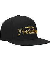 Mitchell & Ness Men's Black Nashville Predators Core Team Script 2.0 Snapback Hat