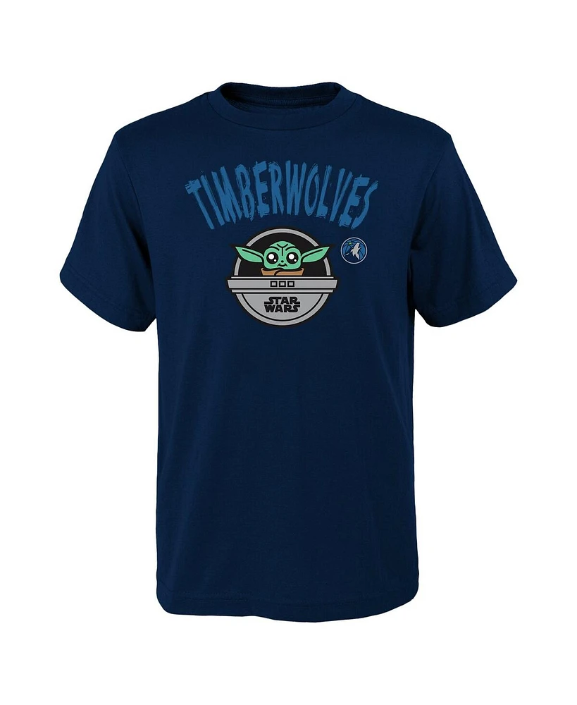 Outerstuff Big Boys and Girls Navy Minnesota Timberwolves Star Wars The Child T-Shirt