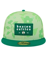 New Era Men's Kelly-Green Boston Celtics Palm Fronds 2-Tone 59FIFTY Fitted Hat