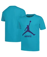 Jordan Big Boys and Girls Teal Charlotte Hornets Essential Jump man Logo T-Shirt