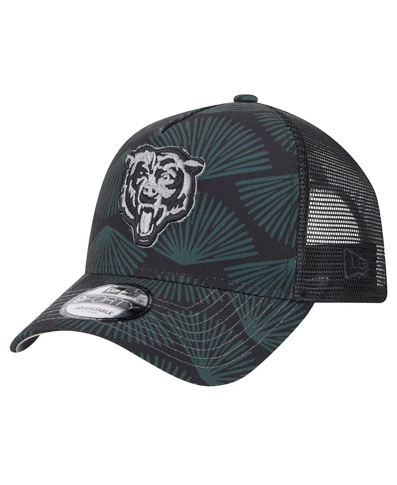 New Era Men's Black Chicago Bears Agave Trucker 9FORTY Adjustable Hat