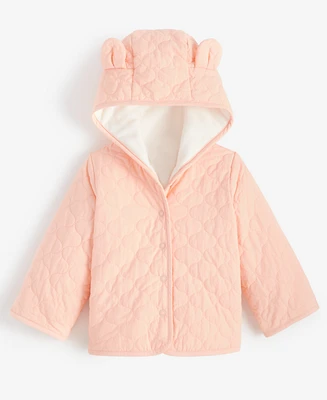 First Impressions Baby Girls Hooded Quilted Fleece-Lined Jacket, Created for Macy's