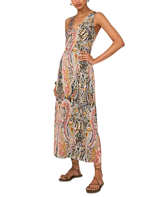 1.state Women's Sleeveless V-Neck Paisley Midi Dress