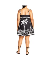 City Chic Women's Peta Border Print Dress