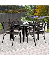 Costway Cast Aluminum Patio Chairs Outdoor Dining with Armrests & Curved Seats