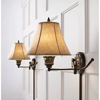 Barnes and Ivy Rosslyn Rustic French Country Swing Arm Wall Lamps Set of 2 Bronze Plug