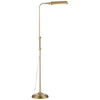 Culver Traditional Farmhouse Pharmacy Floor Lamp Standing Led Adjustable Height Plated 57" Tall Aged Brass Metal Shade Pole Light for Living Room
