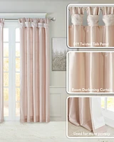 Madison Park Emilia Twist Tab Lined Window Curtain Panel, Single Curtain with Privacy Lining for Bedroom and Living Room