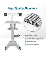 Yescom Desktop Pc Mobile Cart for Dual Monitor Wheel Printer Computer Desk Workstation