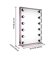 Byootique Lighted Hollywood Vanity Mirror 12pcs Dimmable Led Tabletop Wall Mount Makeup