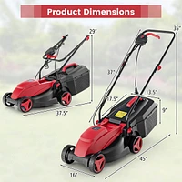Costway Electric Corded Lawn Mower 12-amp 14-Inch Walk-Behind Lawnmower with Collection Box