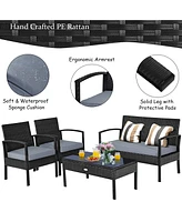 Costway 8PCS Patio Rattan Furniture Set Garden Deck