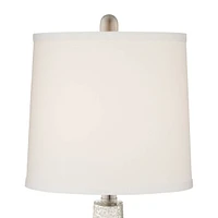 360 Lighting Ledger Modern Accent Table Lamps 21.75" High Set of 2 with Usb Charging Port Mercury Glass Off White Drum Shade Decor for Living Room Des
