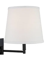 360 Lighting Lanett Modern Swing Arm Wall Lamps Set of 2 with Usb Charging Port Black Plug-In Light Fixture White Fabric Shade for Bedroom Bedside Hou