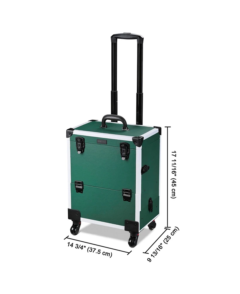 Byootique Rolling Makeup Train Case Cosmetic Organizer Trolley Lockable Vanity