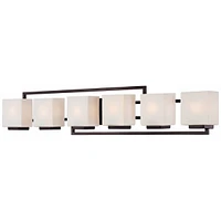 Possini Euro Design Lighting on the Square Modern Wall Light Bronze Brown Metal Hardwired 45" Wide 6