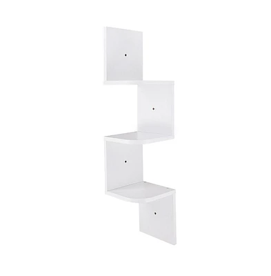 Yescom 3 Tiers Wall Mount Corner Shelf Wood Storage Organizer w/ Gradienter Home White