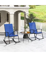 4 Pcs Outdoor Rocking Chairs with Breathable Backrest Smooth Safe Design