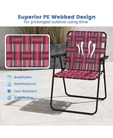 Costway 2PCS Folding Beach Chair Camping Lawn Webbing