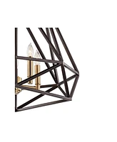 Franklin Iron Works Hawking Bronze Geometric Cage Pendant Chandelier Lighting 20" Wide Industrial 5-Light Fixture for Dining Room House Foyer Entryway