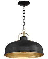 Possini Euro Design Camden Black Warm Brass Hanging Pendant Lighting 15 3/4" Wide Farmhouse Industrial Rustic Dome Shade for Dining Room Living House