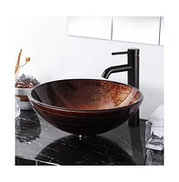Yescom Aquaterior 2 Pack Round Tempered Glass Above Counter Vessel Bowl Sink Bathroom Wash Basin