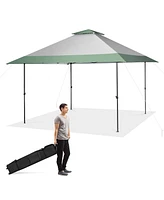 Slickblue 13 x 13 Feet Pop-Up Patio Canopy Tent with Shelter and Wheeled Bag-Grey