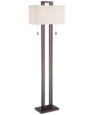 Possini Euro Design Modern Standing Floor Lamp 62" Tall Bronze Brown Openwork Frame 2