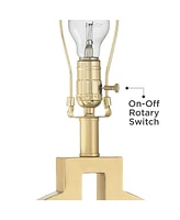 360 Lighting Modern Table Lamps 28 1/2" Tall Set of 2 with Usb Charging Port Brushed Gold Open Ring White Rectangular Shade for Bedroom Living Room Ho