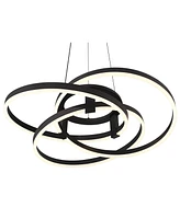 Possini Euro Design McKenna Sanded Black Pendant Lighting 26 1/2" Wide Modern Ribbon Rings Dimmable Led Fixture for Dining Room House Foyer Kitchen Is