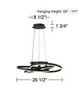 Possini Euro Design McKenna Sanded Black Pendant Lighting 26 1/2" Wide Modern Ribbon Rings Dimmable Led Fixture for Dining Room House Foyer Kitchen Is